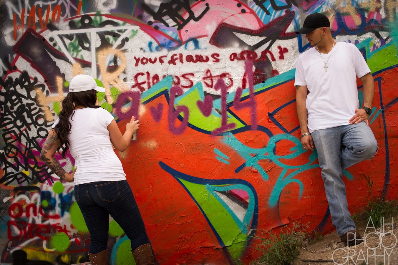 Graffiti engagement photos - AJH Photography